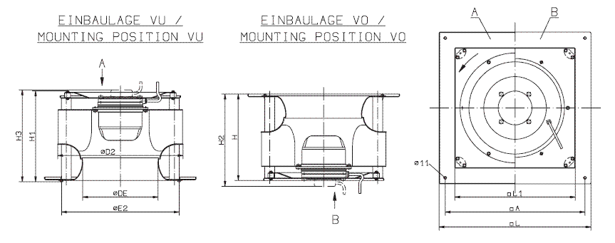 Габаритные размеры Ziehl-abegg GR63E.1R